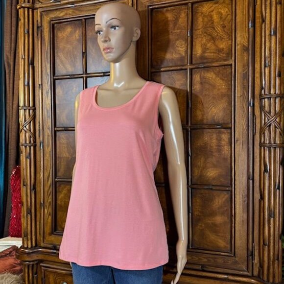 NWOT Lemon Way Peach Bellini Cotton Blend Scoop Neck Tank Top - Picture 2 of 9